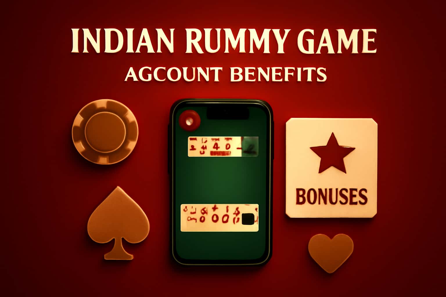 Informational scene depicting the benefits of having an Indian Rummy Game account.