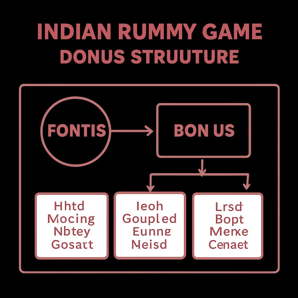 An educational diagram illustrating the Indian Rummy Game Bonus Structure.
