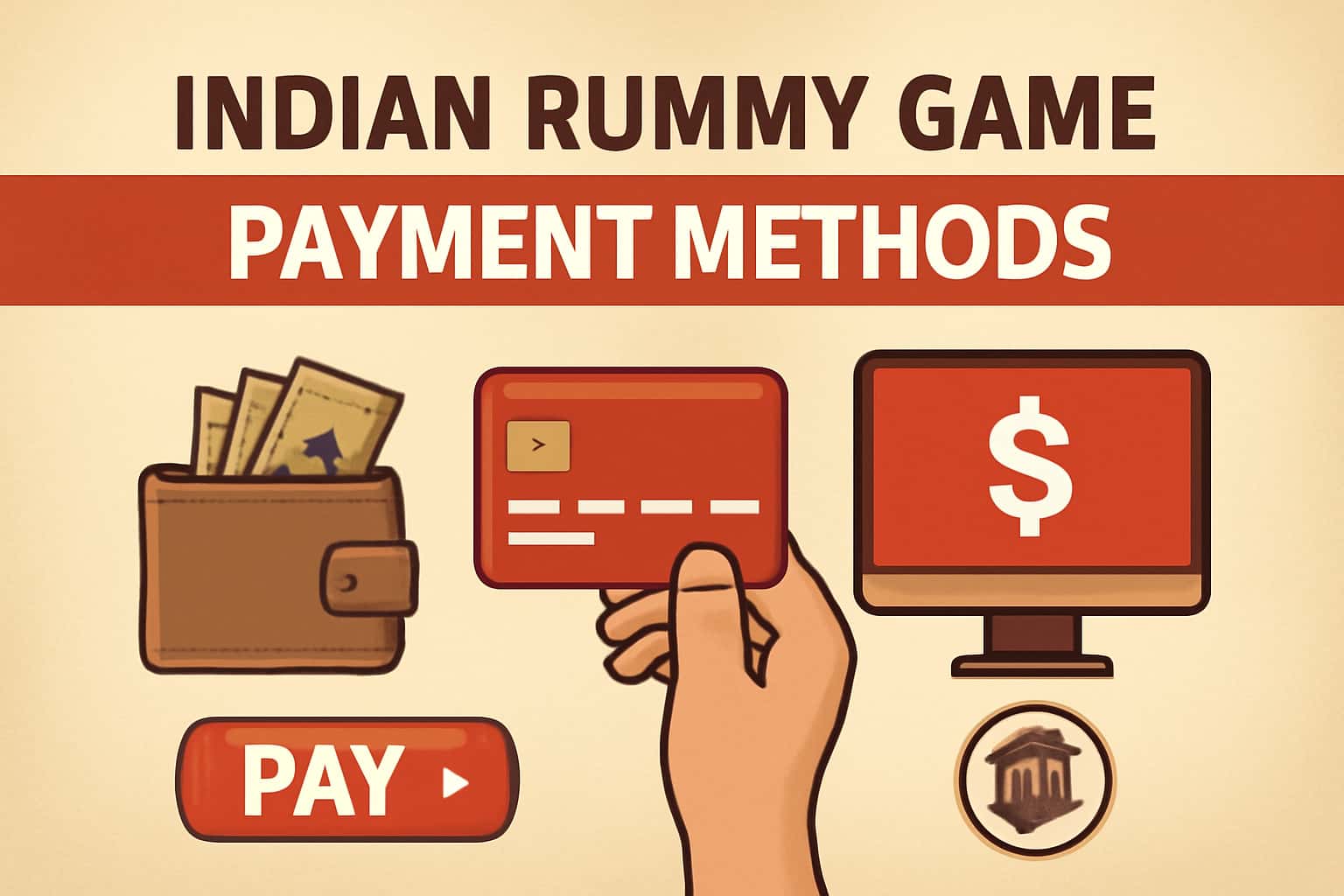 An informational graphic illustrating payment methods for Indian Rummy Game.