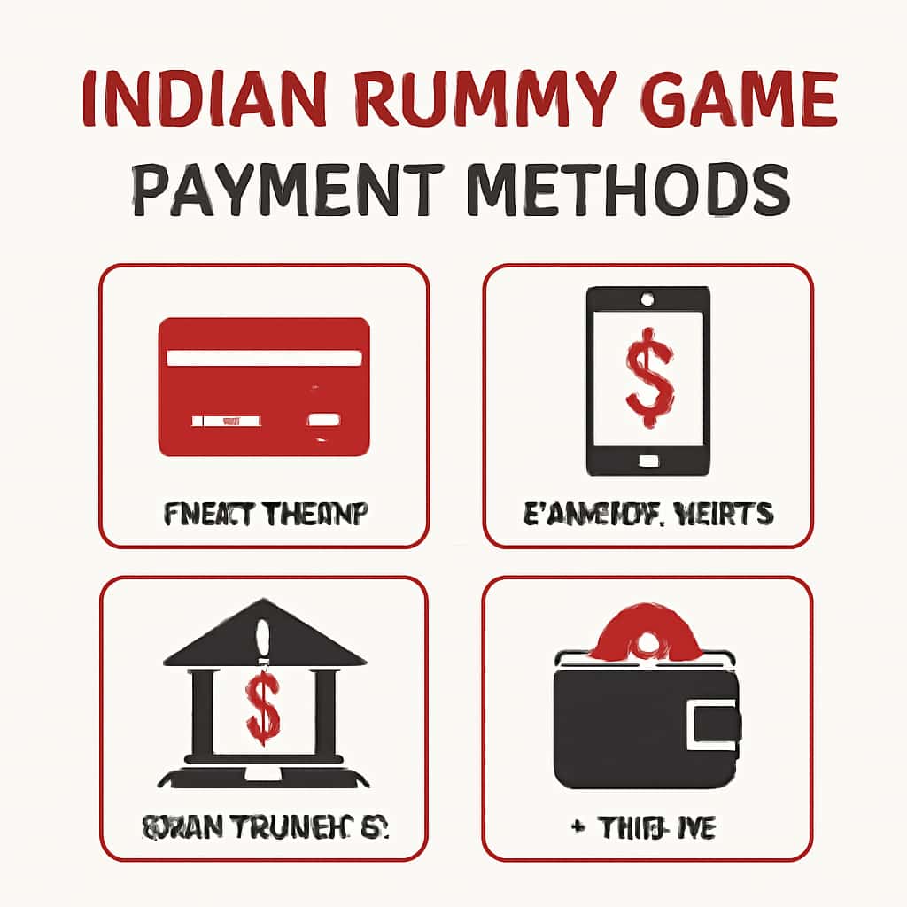 An educational diagram detailing Indian Rummy Game Payment Methods.
