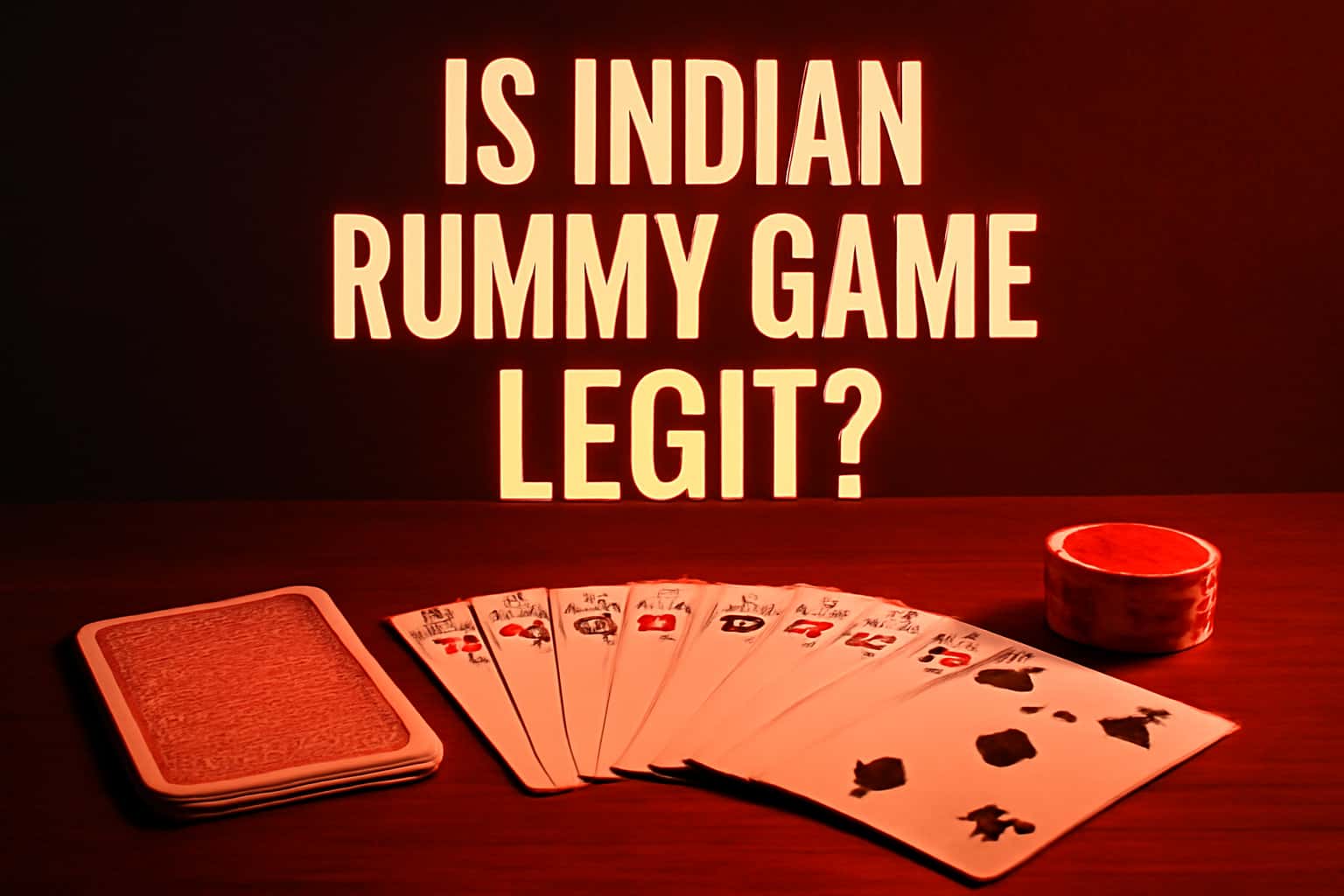 A conceptual image illustrating the legitimacy of the Indian Rummy Game with the title prominently displayed.