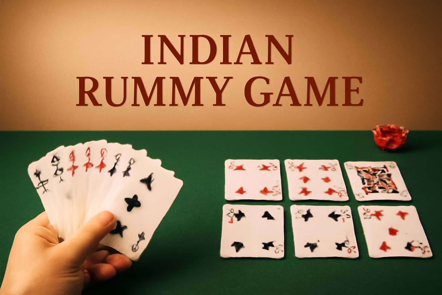 A visual representation of Indian Rummy Game rules in a contemporary setting.